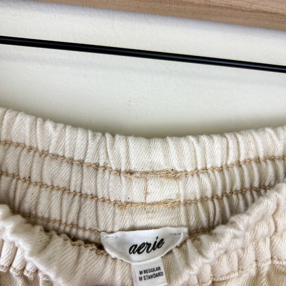 Aerie Cream Speckled Low & Slouchy Wide Leg Trouser Pants - Picture 4 of 7